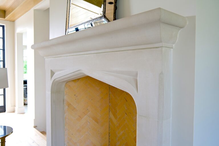 Carved Classical Limestone Fireplace