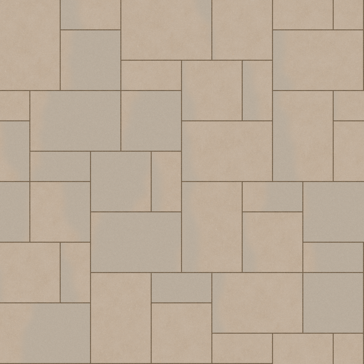 Close-up of Indiana Limestone Full Color Blend pavers in a three-piece pattern